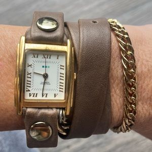 La Mer Wrap Khaki and Gold Chain Watch